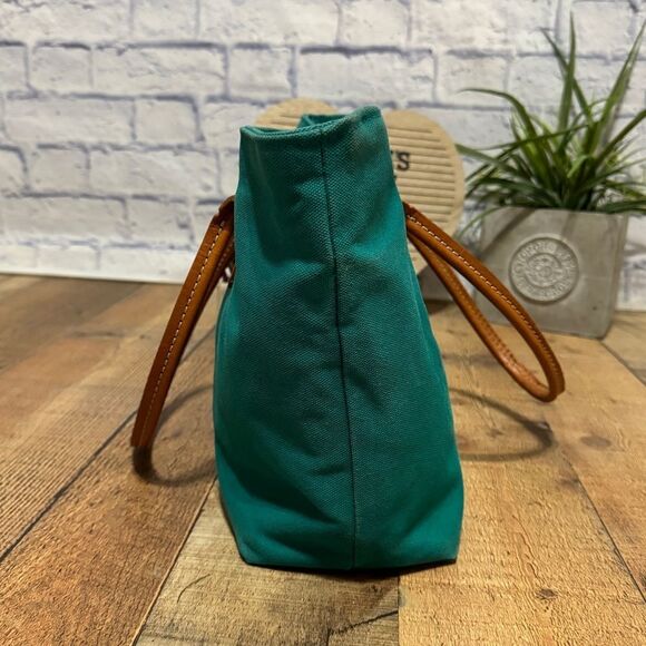 Blake Jones Designs Tote Should Bag Teal Canvas Leather Strap - Picture 7 of 11